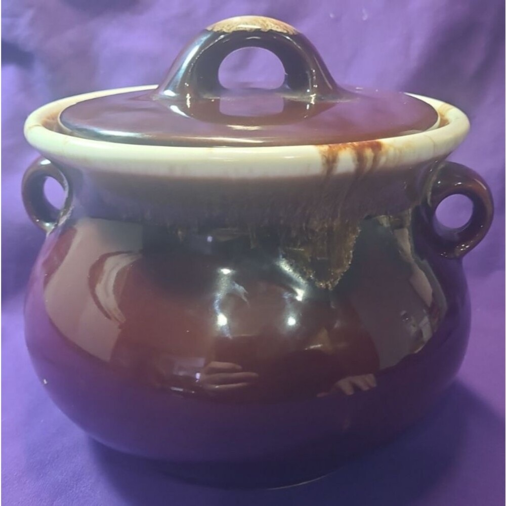 Vintage/Antique Ceramic Bean Pot, 7” Diameter x 6" Tall, Made in USA